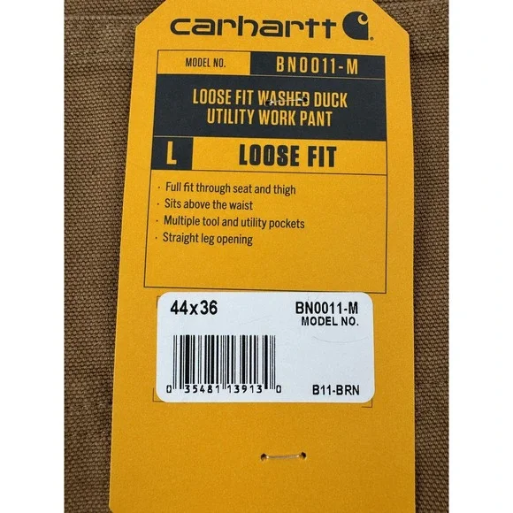 Carhartt Pants Mens 44x36 Brown Loose Fit Washed Duck Utility Work Pant BN0011